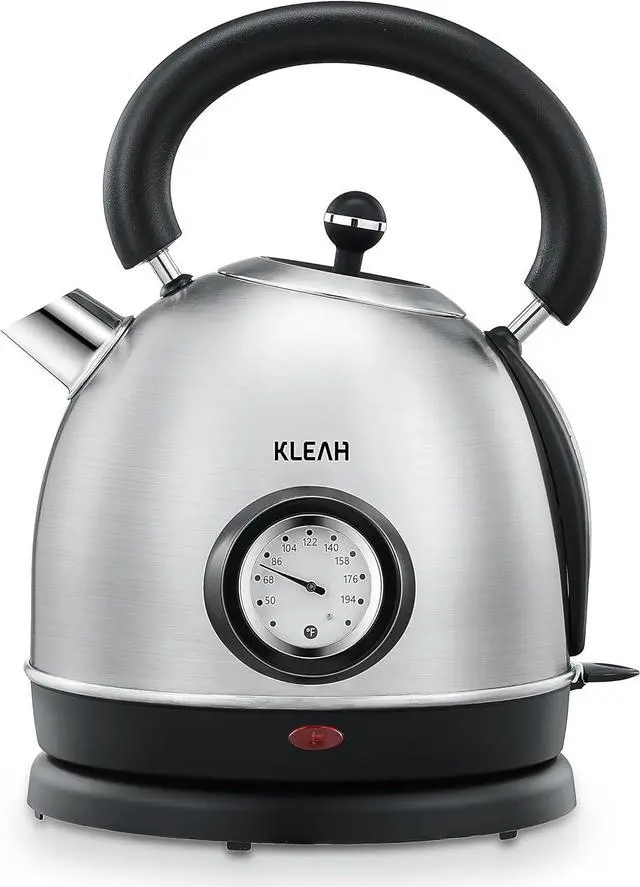 Main image of Retro Electric Water Kettle 1.8L Stainless Steel for Boiling Water with Temperature Gauge, Visible Water Level Line, Led Light, Auto Shut-Off & Boil-Dry Protection, 1500W Fast Heating