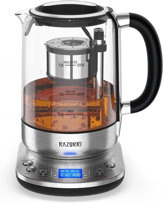 Main image of Razorri Electric Tea Maker 1.7L with Automatic Infuser for Tea Brewing, Stainless Steel Glass Kettle, Presets for 5 Tea Types and 3 Brew Strengths, 24 Hour Delayed Start, Keep Warm Setting