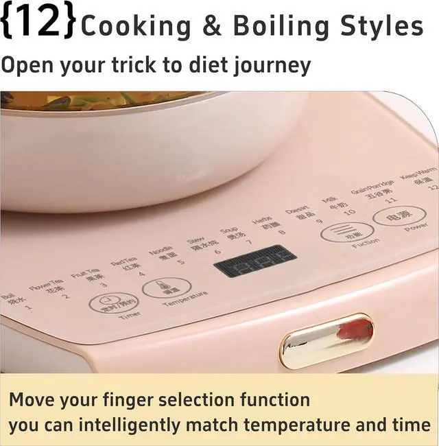 Alt view image 3 of 6 - Health Pot Electric Kettle with Infuser,Smart Fruit Hot Tea Maker, Temperature Control and Tea Keep Warm, 12 Functional Procedures, 1.8 Liters of Capacity(pink)