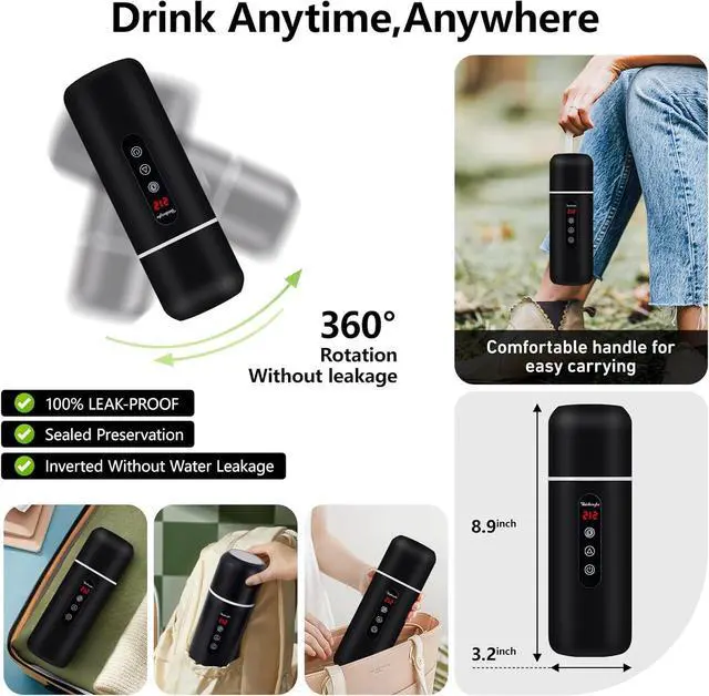 Alt view image 6 of 7 - Car Kettle,Portable Electric Travel Kettle,12V/24V Car Coffee Warmer,420ML Hot Water Boiler,Small Hot Water Heater, Mini Hot Water Boiler with Built-in Magnetic Induction Stirring for Tea Coffee Milk