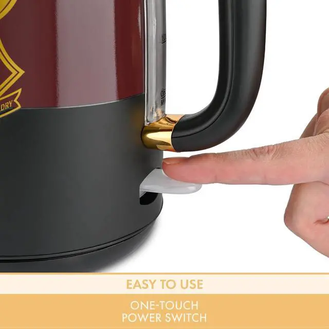 Alt view image 2 of 7 - Warner Brothers Harry Potter 1.7L 1500W Electric Kettle by Select Brands - Features Water Window, Auto Shut Off, Boil Dry Protection, 360 Degree Rotating Base, Black and Gold, WBH-677KE