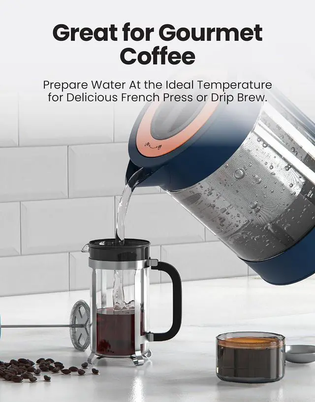 Alt view image 7 of 7 - Vianté Electric Kettle With Infuser For Loose Leaf Tea. Hot Tea Maker With Temperature Control And Automatic Shut Off. Kettle With Brewing Programs. 1.5 Liters Capacity | Midnight Blue Color