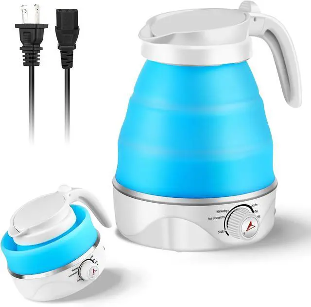 Main image of Portable Electric Travel Kettle, 600ml Collapsible Silicone Kettle with Temperature Adjustment Function for Camping, Hotels and Travel (BLUE)