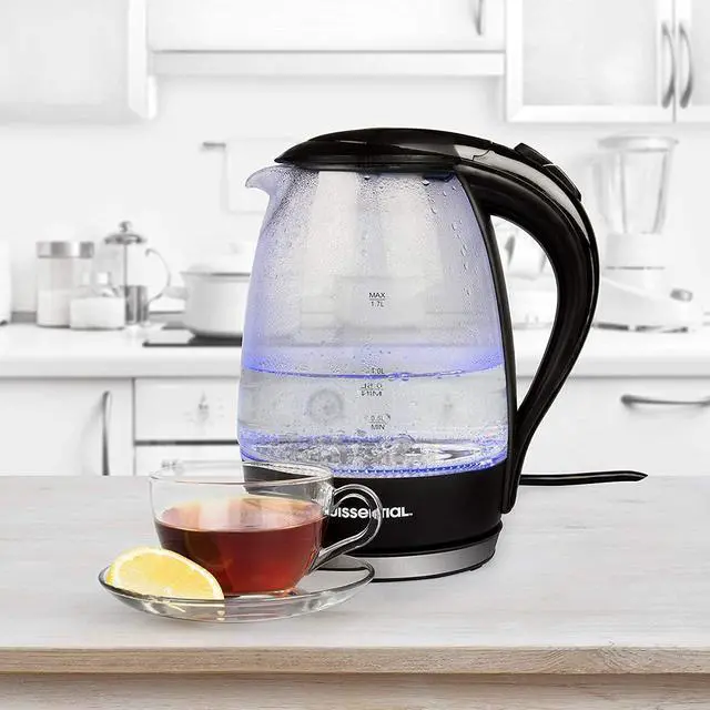 Alt view image 4 of 7 - Stainless Steel Electric Water Kettle 1.7 Liter, Fast Heating with Auto Shut-Off and Boil-Dry Protection, Cordless, LED Light Indicator, Black