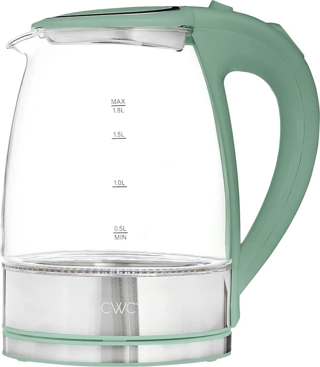 Main image of COOK WITH COLOR Electric Tea Kettle, 1.8L Cordless Hot Water Boiler, 1200W Rapid Boil, Auto Shutoff & Boil Dry Protection, BPA-Free, Sleek Countertop Design, Green