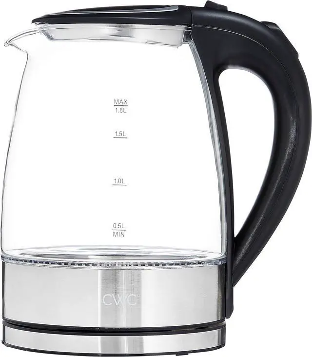 Main image of COOK WITH COLOR Electric Tea Kettle, 1.8L Cordless Hot Water Boiler, 1200W Rapid Boil, Auto Shutoff & Boil Dry Protection, BPA-Free, Sleek Countertop Design, Black