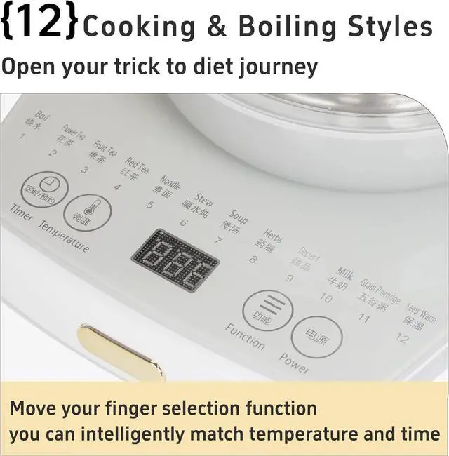 Alt view image 4 of 7 - Health Pot Electric Kettle with InfuserSmart Fruit Hot Tea Maker, Temperature Control and Tea Keep Warm, 12 Functional Procedures, 1.8 Liters of Capacity