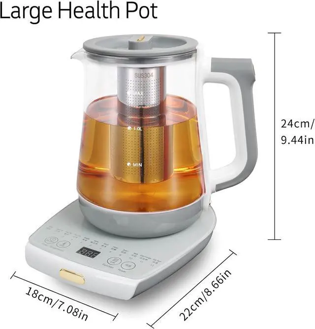 Alt view image 3 of 7 - Health Pot Electric Kettle with InfuserSmart Fruit Hot Tea Maker, Temperature Control and Tea Keep Warm, 12 Functional Procedures, 1.8 Liters of Capacity