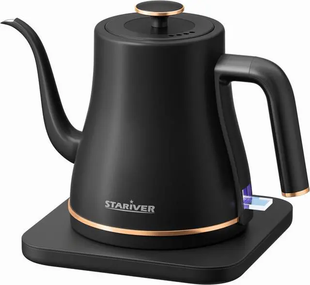 Main image of Stariver Gooseneck Electric Kettle, 0.8L Electric Tea Kettle Tea Pot, Pour Over Coffee Kettle with Stainless Steel Inner Lid & Bottom, Water Boiler with Auto Shut Off and Boil Dry Protection, Black