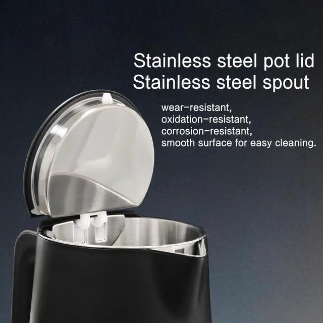 Alt view image 5 of 7 - 1.5L Electric Kettle Stainless Steel, Double Wall Cool Touch Teapot, Fast Boil,5 Temperature Control, LED Display, Auto Shut-Off, BPA-Free,Keep Warm Function, Ideal for Tea & Coffee,Black
