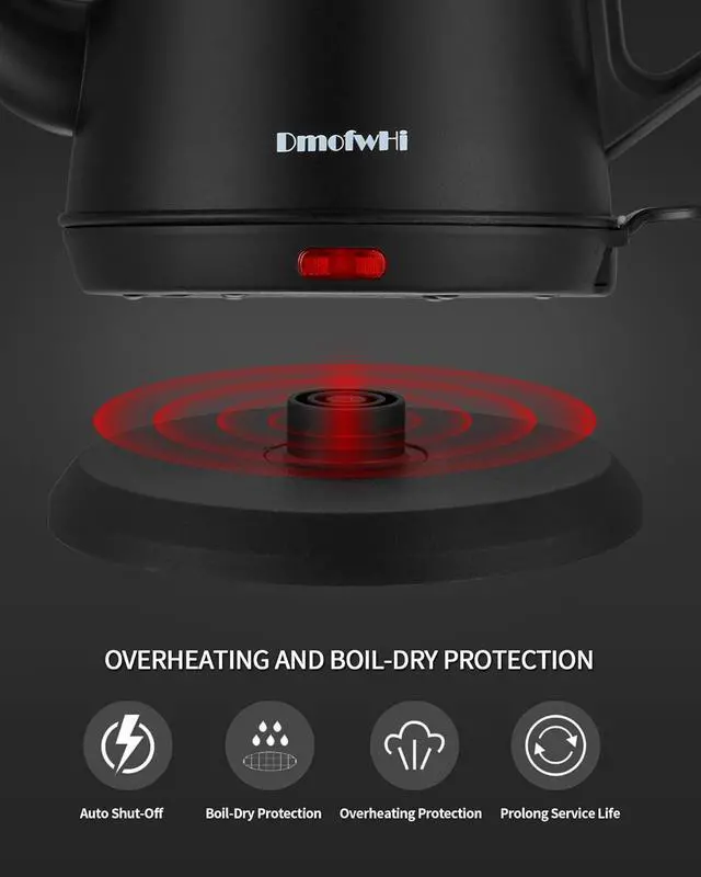 Alt view image 5 of 7 - DmofwHi Gooseneck Electric Kettle(1.0L),1000W Electric Tea Kettle of 304 Stainless Steel,Auto Shut off,Water Kettle for Coffee and Tea -Matte Black