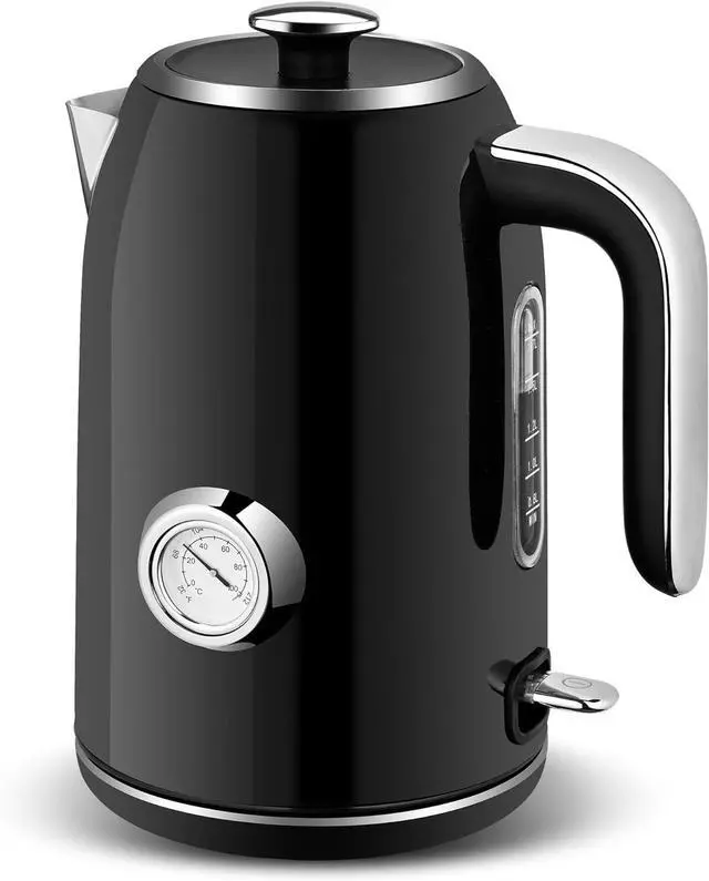 Main image of SULIVES Electric Kettle, 1.7L Stainless Steel Tea Kettle with Temperature Gauge, 1500W Water Boiler with LED Light, BPA-Free, Auto Shut-Off and Boil-Dry Protection,Black