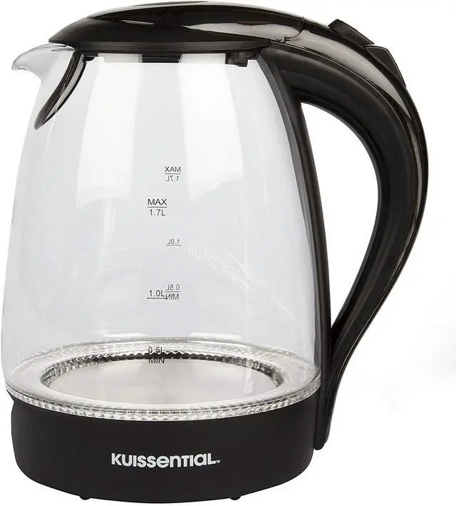 Alt view image 7 of 7 - Stainless Steel Electric Water Kettle 1.7 Liter, Fast Heating with Auto Shut-Off and Boil-Dry Protection, Cordless, LED Light Indicator, Black