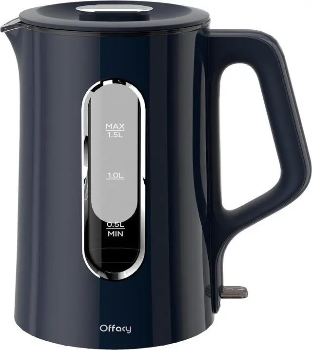 Main image of Offacy Electric Kettle, Tea Kettle Pot, Double Wall Glass Inner 1.5L/1200W, Hot Water Kettle Teapot Boiler & Heater with Automatic Shut Off, BPA-Free & LED Indicator Lights (Navy Blue)