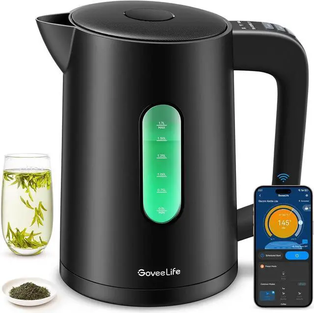 Main image of GoveeLife Smart Kettle Temperature Control 1.7L, 1500w WiFi Tea Kettle Electric with LED Indicator Lights, Remotely Control, 2H Keep Warm, 4 Presets Hot Water Boiler for Tea & Coffee & DIY