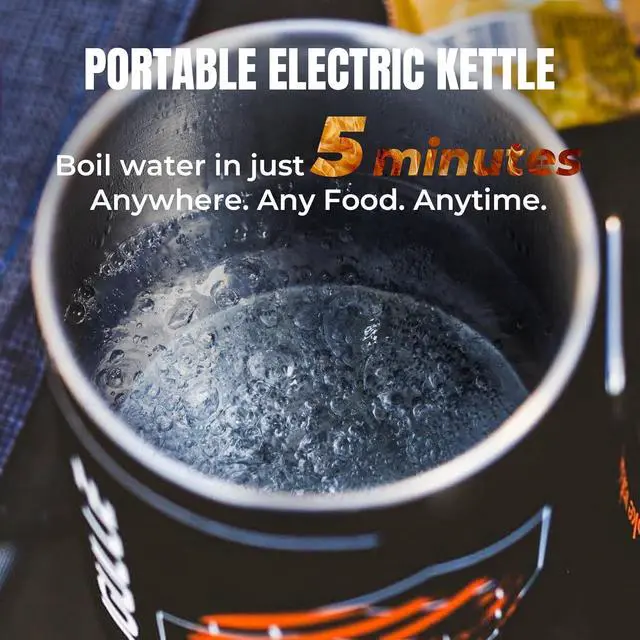 Alt view image 2 of 7 - Electric Kettle, Portable Water Boiler for Coffee & Tea, 304 Stainless Steel Mini Tea Kettle, 500W Fast Boiling Water with Auto Shut-Off, Camping & Travel Essentials