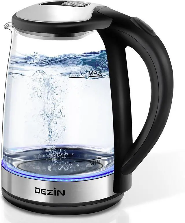 Main image of Dezin Electric Kettle, BPA-Free 2L Electric Water Heater, Glass Electric Tea Kettle, 304 Stainless Steel Hot Water Kettle Warmer with Fast Boil, Auto Shut-Off & Boil Dry Protection, for Coffee, Tea
