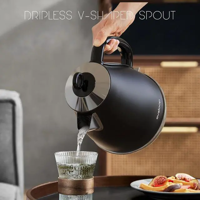 Alt view image 6 of 7 - 1.7L Electric Kettles, BPA Free Tea Kettle, Hot Water Boiler Heater, Stainless Steel Teapot, Auto Shut-Off & Boil-Dry Protection, 120V/1500W (Black)