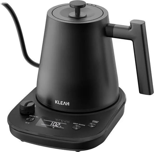 Main image of KLEAH Gooseneck Electric Kettle with Temperature Control - 0.8L Automatic Shut Off Tea & Coffee Kettle, Hot Water Boiler Pour Over Coffee Kettle, 1200W Quick Heating Keep Warm, Black