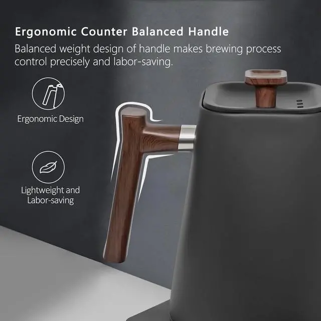 Alt view image 6 of 7 - Electric Kettles, Gooseneck Electric Kettle, ±1 Temperature Control, for Pour Over Coffee and Tea, 304 Stainless Steel Inner, BPA-Free, Quick Heating Electric Kettles for Boiling Water, 1L Black
