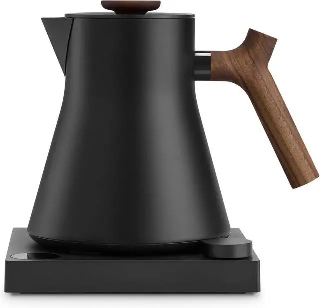 Main image of Fellow Corvo EKG Pro Electric Tea Kettle - Quick Heating, Precise Temperature Control Electric Kettle, Scheduling, Built-in Brew Timer for Boiling Water - Matte Black with Walnut Handle - 0.9 Liter