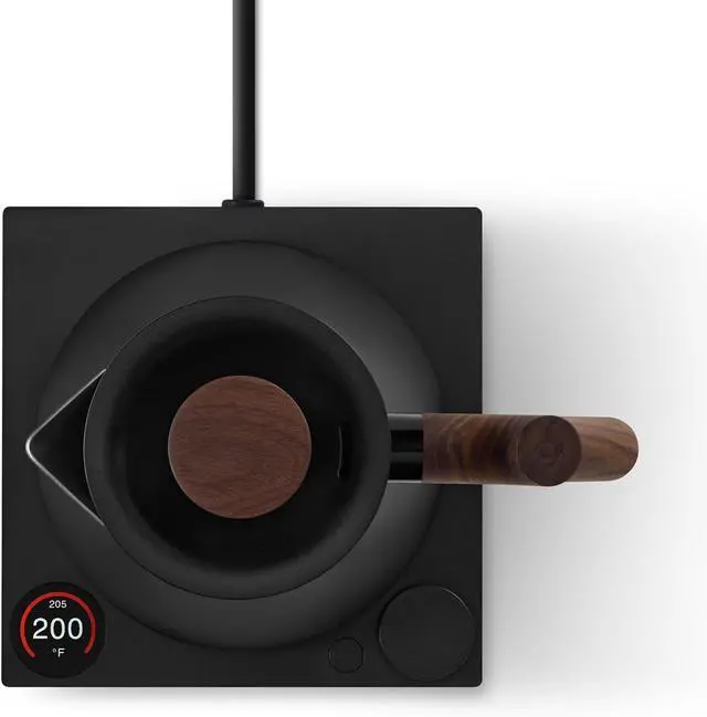 Alt view image 2 of 6 - Fellow Corvo EKG Pro Electric Tea Kettle - Quick Heating, Precise Temperature Control Electric Kettle, Scheduling, Built-in Brew Timer for Boiling Water - Matte Black with Walnut Handle - 0.9 Liter