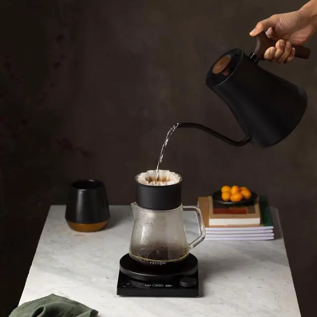 Alt view image 5 of 6 - Fellow Stagg EKG Pro Electric Gooseneck Kettle - Pour-Over Coffee and Tea, Quick Heating, Precise Temperature Control, Scheduling, Built-in Brew Timer, Matte Black with Walnut Wood Handle, 0.9 Liter