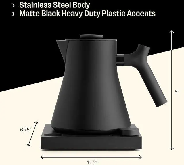 Alt view image 4 of 7 - Fellow Corvo EKG Pro Electric Tea Kettle - Quick Heating, Precise Temperature Control Electric Kettle, Scheduling, Built-in Brew Timer for Boiling Water - Matte Black - 0.9 Liter