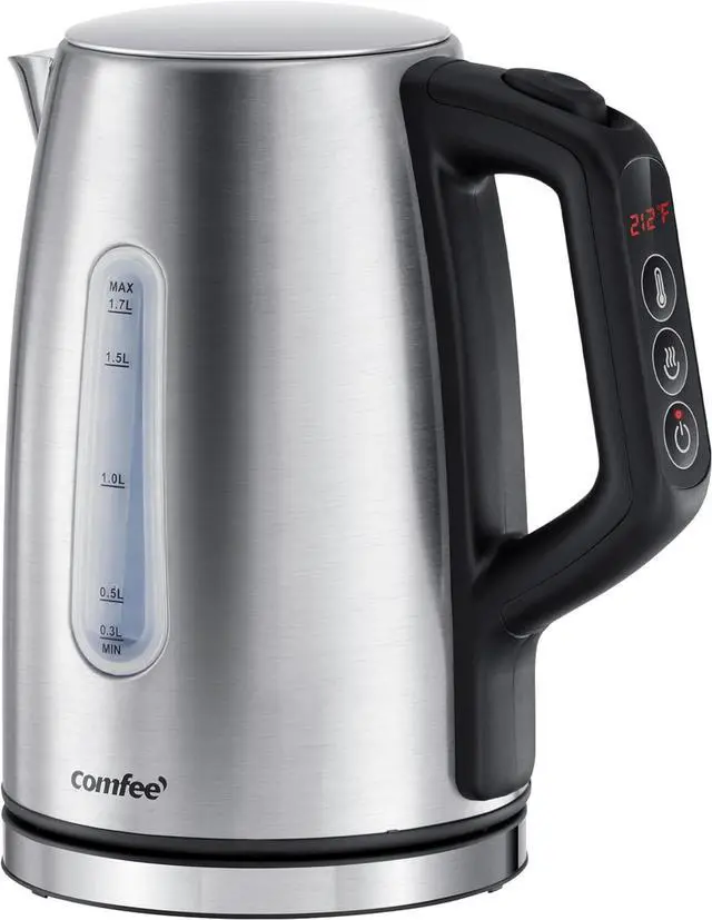 Main image of COMFEE' Stainless Steel Electric Kettle, Temperature Control with 6 Presets, 1-Hr Keep Warm, Kettle Water Boiler 1.7 Litres, 1500W with Viewing Window, Auto-Off and Boil-Dry Protection