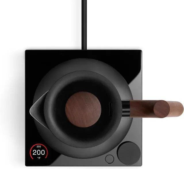Alt view image 2 of 7 - Fellow Corvo EKG Pro Studio Edition Electric Tea Kettle - Quick Heating, Precise Temperature Control, Scheduling, Built-in Brew Timer - Matte Black with Walnut Handle - 0.9 Liter