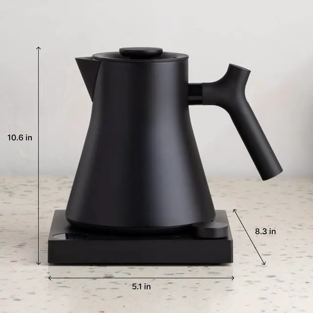 Alt view image 6 of 6 - Fellow Corvo EKG Pro Electric Tea Kettle - Quick Heating, Precise Temperature Control Electric Kettle, Scheduling, Built-in Brew Timer for Boiling Water - Matte Black with Walnut Handle - 0.9 Liter