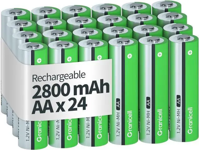 Main image of AA Rechargeable Batteries 2800 mAh High Capacity 1500 Cycle,1.2V NiMH Low Self Discharge AA Battery,24 Pack
