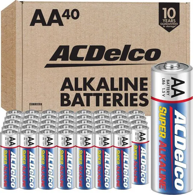 Main image of ACDelco 40-Count Double AA Batteries, Maximum Power Super Alkaline Battery for Home and Office, 10-Year Shelf Life, Reclosable Packaging
