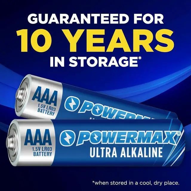 Alt view image 4 of 6 - Powermax 100-Count Triple AAA Batteries, Ultra Long Lasting Alkaline Battery for Home and Office, 10-Year Shelf Life, Reclosable Packaging