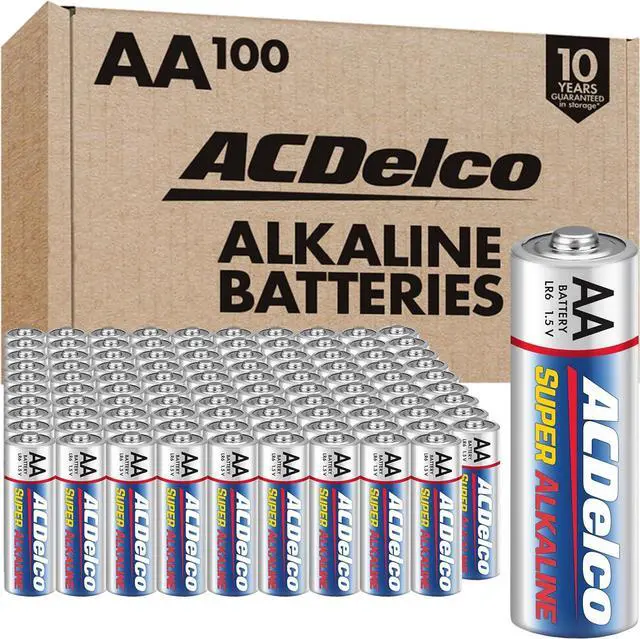 Main image of ACDelco 100-Count AA Batteries, Maximum Power Super Alkaline Battery, 10-Year Shelf Life, Reclosable Packaging