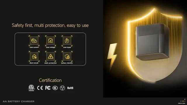 Alt view image 6 of 7 - VENNERLI AA Rechargeable Lithium Batteries 1.5V 8-Pack Set 3600mWh High-Capacity 1000+ Cycles of Use Ultra-Long Lasting Time 3h Fast Charge with LED Charge Indicator Magnetic (Black 8-Pack&Charger)