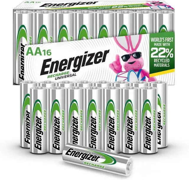 Main image of Energizer Recharge Universal Rechargeable AA Batteries (16 Pack), Double A Rechargeable Batteries