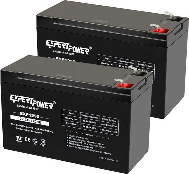 Main image of ExpertPower 12v 9ah Sealed Lead Acid Battery with F2 Terminals (.250")/2 Pack