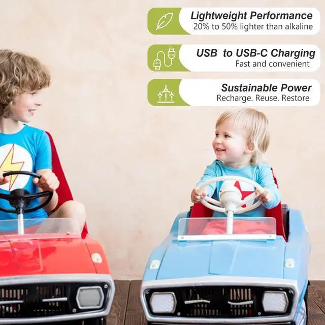 Alt view image 3 of 7 - C Batteries Rechargeable with USB 4 in 1 Cable 8 Pack C Size Cell Lithium Batteries LR14 5000mWh 1.5V Li-ion Power for Long-Lasting Use in Floodlights