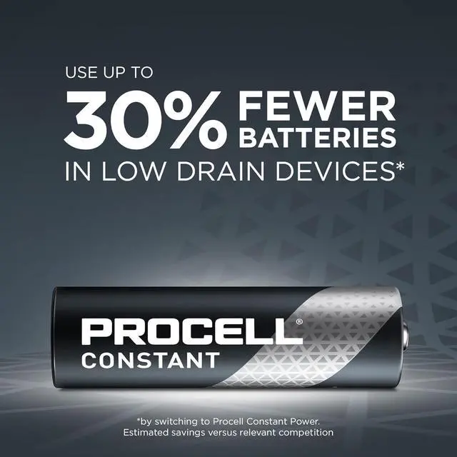 Alt view image 2 of 6 - PROCELL Constant AA Long-Lasting Alkaline Batteries (144 Pack) 10-Year Shelf Life, Bulk Value Pack for Consistent Moderate Drain Professional Devices