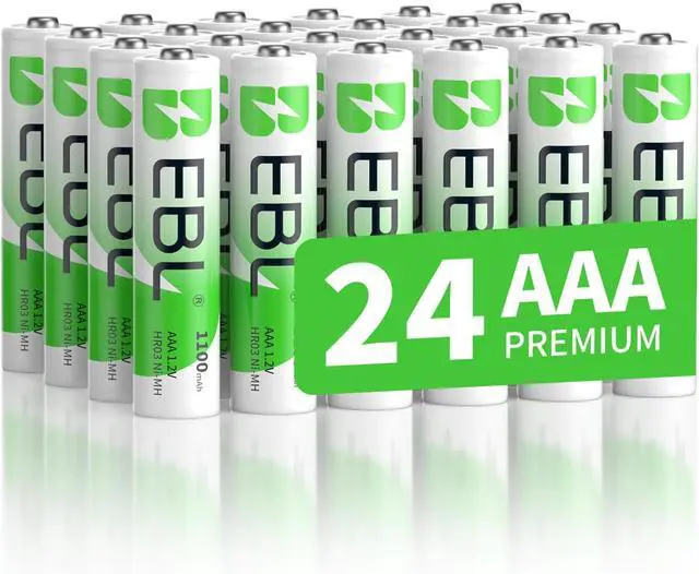 Main image of EBL AAA Rechargeable Batteries 24 Counts, Ni-MH Rechargeable AAA Batteries 1100mAh 1.2V Batteries