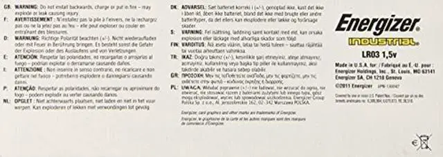 Alt view image 2 of 2 - Energizer Industrial AAA Alkaline Batteries 24 per Box EN92