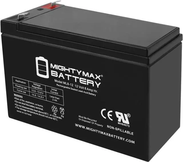 Main image of ML8-12 - 12 Volt 8 AH, F1 Terminal, Rechargeable SLA AGM Battery