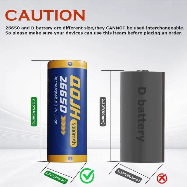 Alt view image 6 of 7 - 26650 Rechargeable Battery, 3.7 Volt Rechargeable Battery 5000mAh Real Capacity 26650 Batteries for LED Flashlights, Headlamp 2 Pack