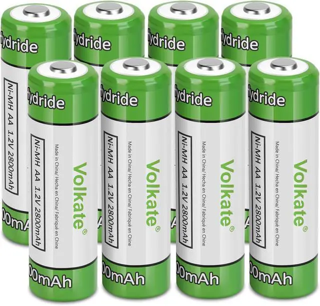 Main image of Rechargeable AA Batteries 8 Pack, 2800mAh High Capacity NiMH Pre-Charged 1.2V Double A Battery for Solar Lights, String Lights, TV Remotes, Radios, Flashlights