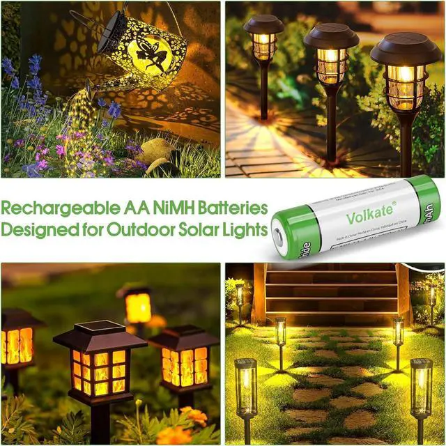 Alt view image 4 of 7 - Rechargeable AA Batteries 8 Pack, 2800mAh High Capacity NiMH Pre-Charged 1.2V Double A Battery for Solar Lights, String Lights, TV Remotes, Radios, Flashlights