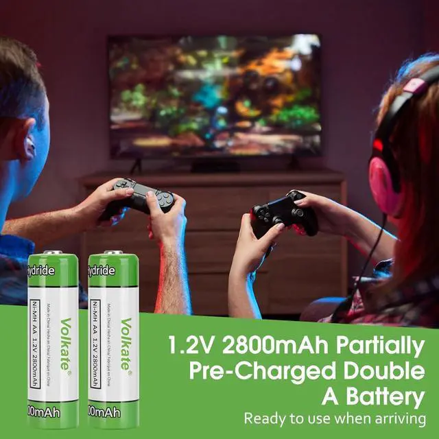 Alt view image 5 of 7 - Rechargeable AA Batteries 8 Pack, 2800mAh High Capacity NiMH Pre-Charged 1.2V Double A Battery for Solar Lights, String Lights, TV Remotes, Radios, Flashlights