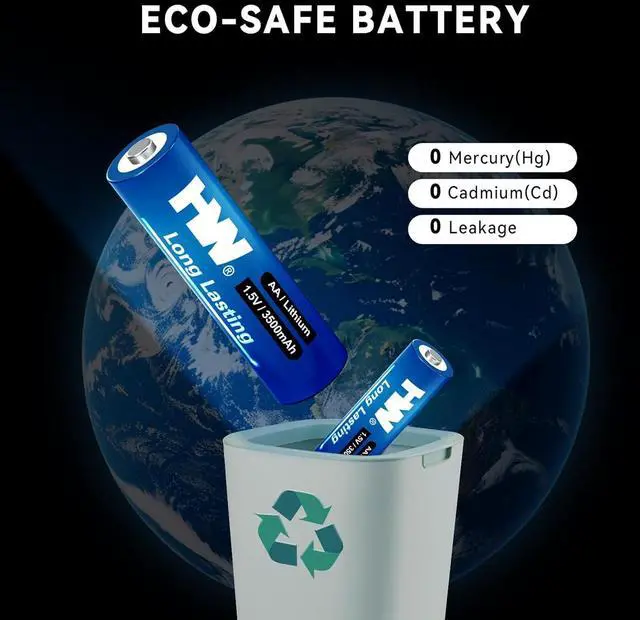 Alt view image 7 of 7 - HW Lithium Batteries AA Size, [1.5V, 12-Pack] 3500mAh Double A Battery Long Lasting, Non-Rechargeable 2a Li-Fe Batteriea for Doorbell, Game Controllers, Remote Control, etc.