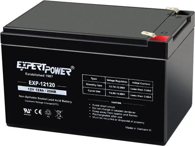 Main image of ExpertPower 12 Volt 12 Ah Rechargeable Battery with F2 Terminals || EXP12120