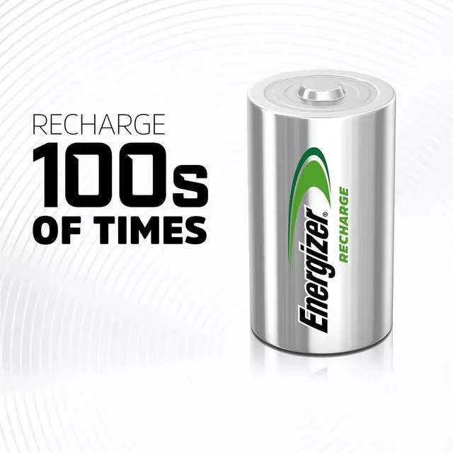 Alt view image 3 of 7 - Energizer Recharge Universal Rechargeable D Batteries, 2 Pack